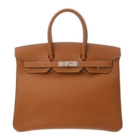 HERMES Birkin 35 Gold, F Stamp (circa 2002), Unisex, Vau Chamonix Handbag, AB Rank