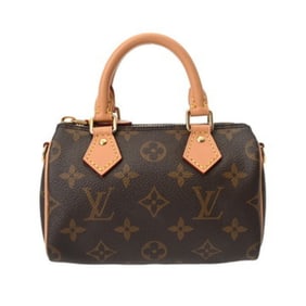 LOUIS VUITTON Monogram Nano Speedy Brown M81085 Women's Canvas Shoulder Bag, Like New