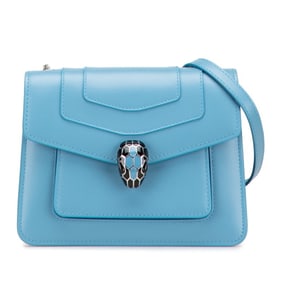 BVLGARI Serpenti Chain Shoulder Bag in Blue Leather for Women