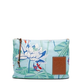 LOEWE x Paula's Ibiza Pouch, Light Blue Multicolor Canvas and Leather, Women's