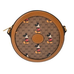GUCCI Mickey Mouse collaboration brown PVC calfskin shoulder bag 603938 for women