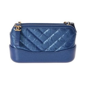 CHANEL Gabrielle de Chanel Metallic Blue A94505 Women's Leather Shoulder Bag