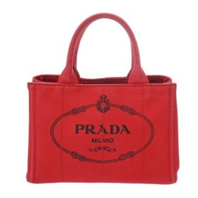 PRADA Prada Canapa Mini Red 1BG439 Women's Canvas Handbag