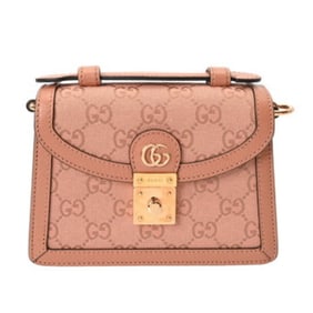 GUCCI Mini Top Handle Bag, Pink, Women's Canvas and Leather Handbag