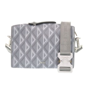 Like new Christian Dior Rango 22 Leather/PVC/CD Diamond Canvas Gray Shoulder Bag 1211