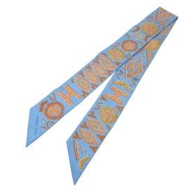 Hermès Twilly Kelly Amperle Scarf/Muffler Silk Blue Azure/Orange 0934 HERMES