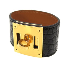 Unused Hermès Kelly Dog Alligator Bracelet, Black, Gold Hardware, P Stamp, 0231, HERMES