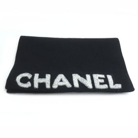 CHANEL Scarf, Black, 70% Wool, 30% Cashmere, Women's