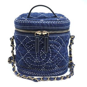 CHANEL Chanel Chain Shoulder Vanity Bag, Denim, Coco Mark, Blue, AS1336, 2020 Cruise Collection,