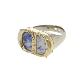 Christian Dior CD Floral Print Ring, Gold and Silver, 2327