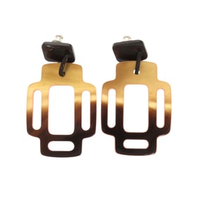 Hermès Rhythm Buffalo Horn Brown Salmon Pink Earrings 0836 HERMES