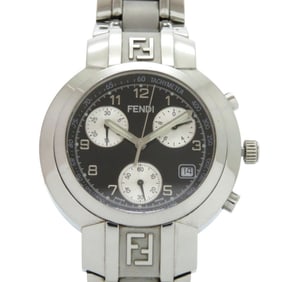 Fendi Horology Chronograph 031-4500G-756 Stainless Steel Black and Silver Quartz Watch with Dial