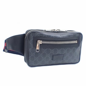Gucci GG Supreme Waist Bag, Men's, Black, PVC, 474293