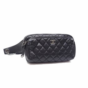Chanel Matelasse Women's Body Bag in Black Caviar Leather A57887, Waist Pouch 044691