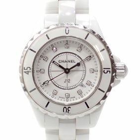 Chanel J12 Women's Quartz Ceramic Watch H1628 Battery-Operated White with Diamonds