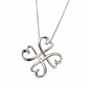 Tiffany Loving Heart Pendant Necklace for Women, SV925, 3.2g, Silver, Paloma Picasso, Clover Motif