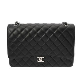 CHANEL Matelasse Double Flap Chain Shoulder Bag, 33cm, Black, A58601, Women's Caviar Skin Bag