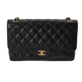 CHANEL Matelasse Chain Shoulder Bag, 30cm, Double Flap, Black, A58600, Women's Caviar Skin