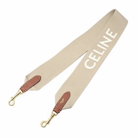 Celine Jacquard Short Shoulder Strap for Bags, Women's, Beige, White, Wool, and Calfskin,