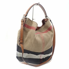 Burberry Women's Brown Canvas and Leather Handbag, Check Pattern, 3945726