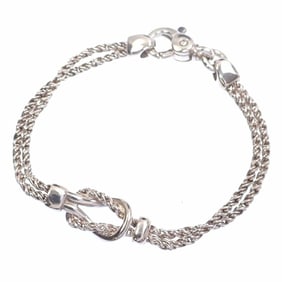 Tiffany Double Rope Bracelet for Women, SV925, 18.4g, Silver