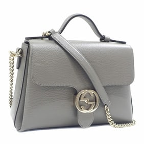 Gucci Women's Gray Calfskin Handbag 510302 with Interlocking G