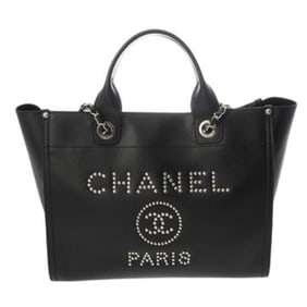 CHANEL Deauville MM Studded Black Caviar Tote Bag (A57067) Women's, Rank AB