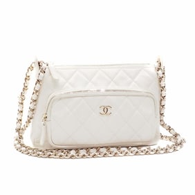 Chanel Women's Chain Shoulder Bag, White Lambskin, AP4349, Coco Mark