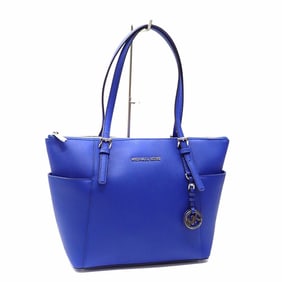 Michael Kors Jet Set Top Zip Tote Bag, Women's, Blue Leather, 30F2STTT8L