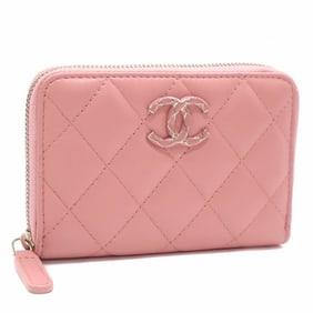 Chanel Matelasse Coin Case, Women's, Pink Lambskin, AP3625, Genuine Leather, Coco Mark, Purse