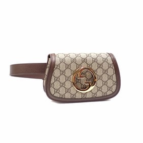 Gucci Blondie Waist Bag, Women's, Beige, Brown, PVC, Leather, 703807, Unused