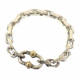 Tiffany Makers Wide Chain Bracelet for Men, SV925 18KYG, 50.8g, Silver 750, 18k Yellow Gold