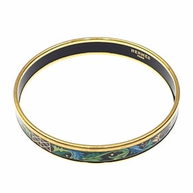 Hermes Bangle, Emaille, Women's, GP, Black, Green, Blue