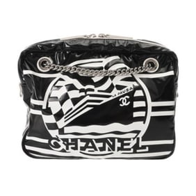 CHANEL LA PAUSA Chain Shoulder Bag from the 2019 Cruise Collection in Black/White, Unisex Coated