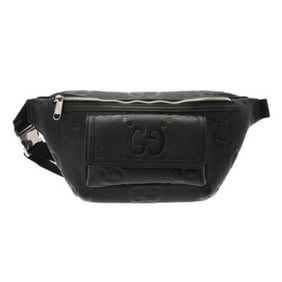 GUCCI GG Embossed Belt Bag, Black, 645093, Men's Leather Waist Bag