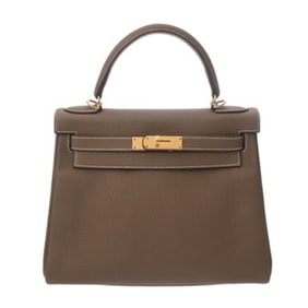 HERMES Kelly 28, Inner Stitching, Etoupe, A Stamp (circa 2017), Women's Togo Handbag