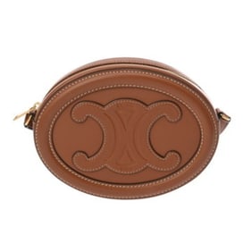 CELINE Cuir Triomphe Oval Purse in Tan Calfskin Leather Shoulder Bag