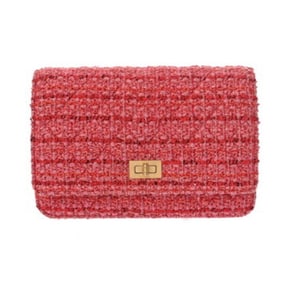 CHANEL Chain Wallet Red Women's Tweed Shoulder Bag