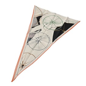 HERMES L'Osange Atouberine, Silver/Corail/Yellow, Women's 100% Silk Scarf/Muffler, Unused