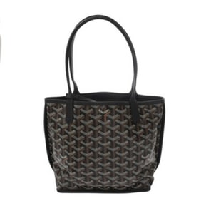 GOYARD Ange Mini Herringbone Black Women's Coated Canvas Leather Tote Bag