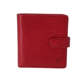 LOUIS VUITTON Epi Porte Bier Compact Red M63557 Men's Leather Bi-fold Wallet