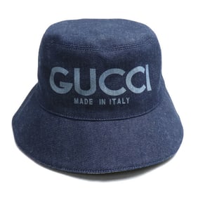 GUCCI Laser Denim Bucket Hat, Blue, Size L, 803042, Unisex