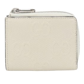 GUCCI Round Zip Wallet GU93994 GG Embossed 657571 L-Shaped Women's White