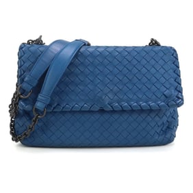 BOTTEGA VENETA Intrecciato Chain Shoulder Bag, Women's, Blue