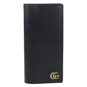 GUCCI Men's Double G Long Wallet with Bi-fold Coin Pocket (GU88947, 428740) in Black