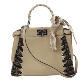 FENDI Peekaboo Mini Handbag FE90450 8BN244 2-Way Women's Beige