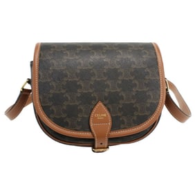 CELINE Folco Triomphe Canvas Shoulder Bag CE87153 19150 2BZJ 04LU Medium Brown Women's