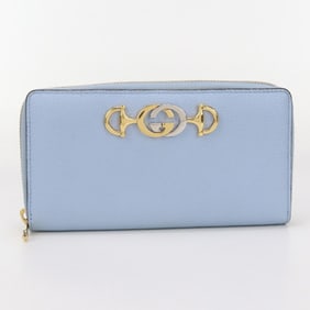 GUCCI Zumi Zip-Around Wallet (570661) Women's Blue