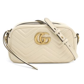 GUCCI GG Marmont Small Camera Bag, Shoulder Bag 447632, Women's, White