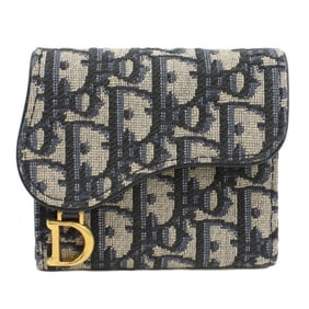DIOR Lotus Wallet Saddle S5652 CTZQ M928 Women's Bifold CD93988 Navy